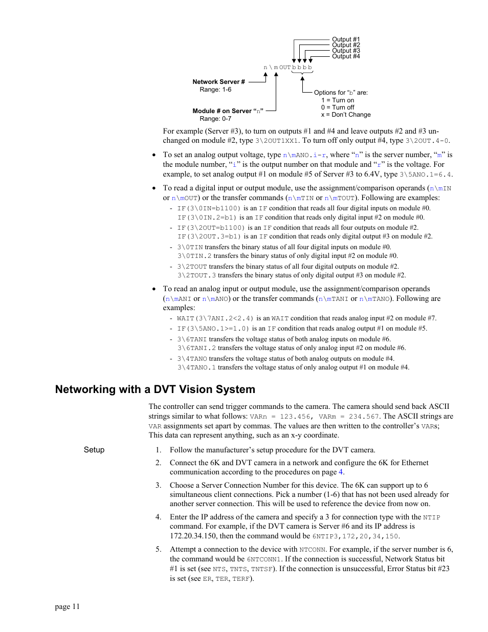 Setup, Networking with a dvt vision system | Parker Hannifin GEM6K User Manual | Page 15 / 47