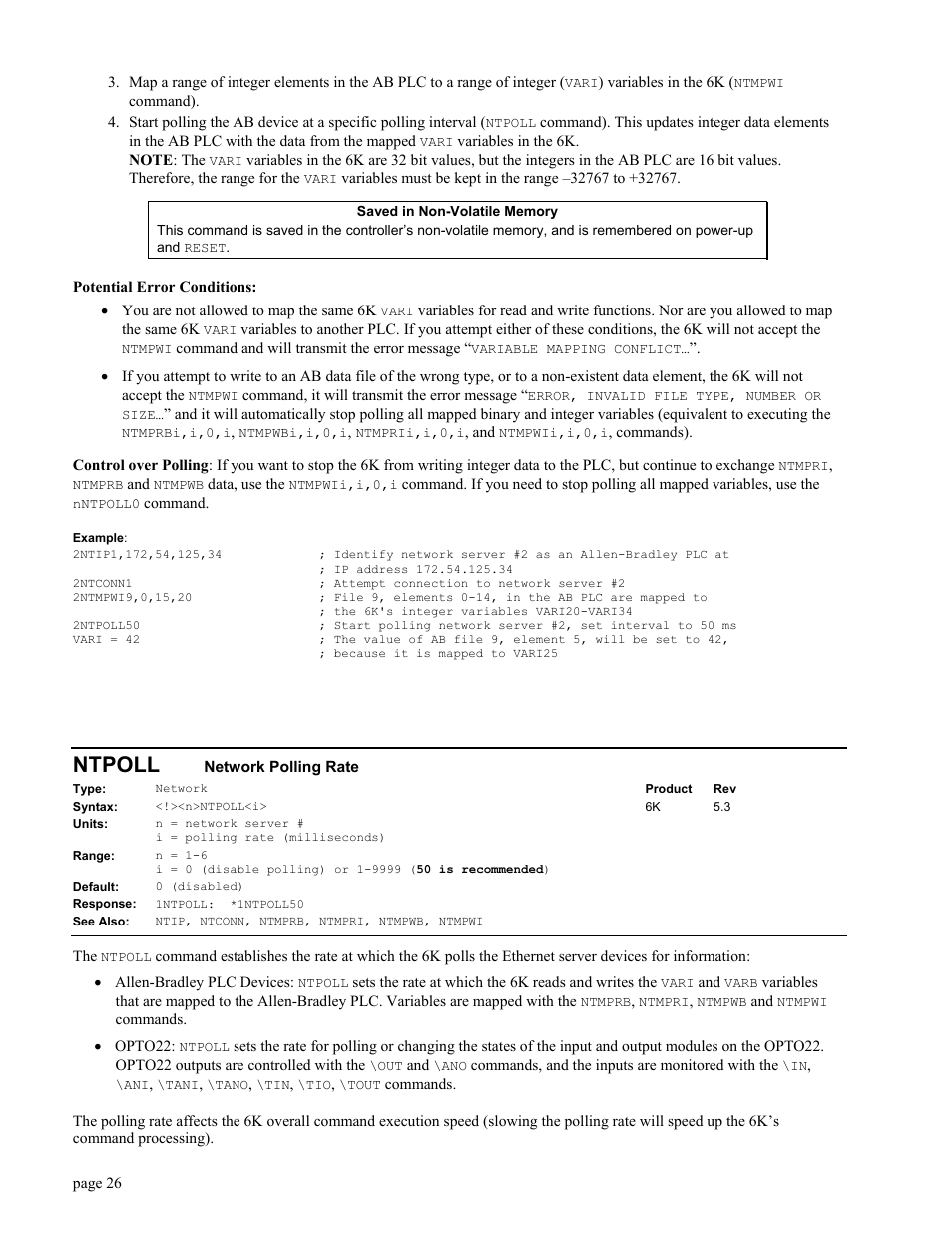 Ntpollnetwork polling rate, Ntpoll network, Polling rate | Ntpoll | Parker Hannifin GEM6K User Manual | Page 30 / 47