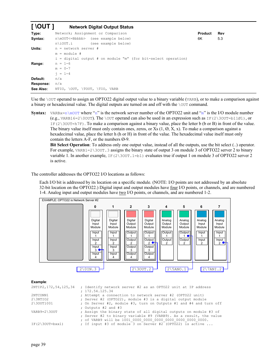 Out ]network digital output status, Network digital output status | Parker Hannifin GEM6K User Manual | Page 43 / 47