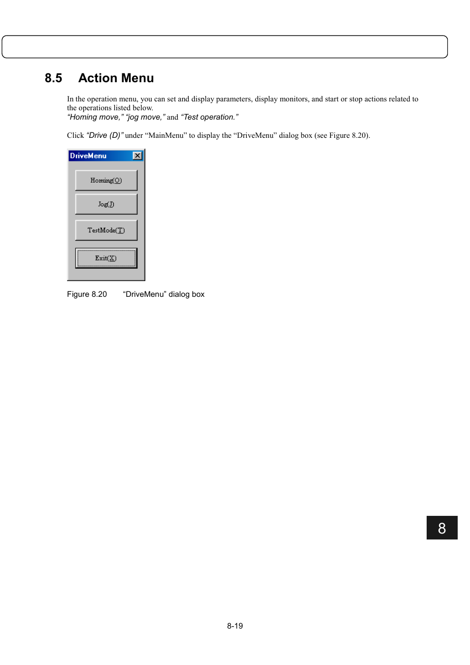 5 action menu | Parker Hannifin Dynaserv G2 User Manual | Page 111 / 189