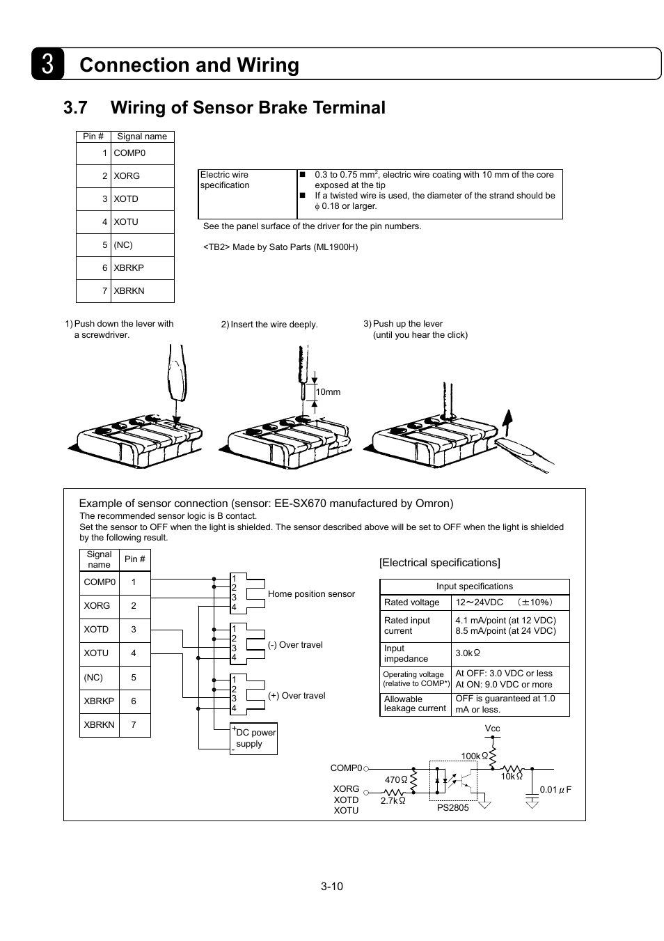 Connection and wiring, 7 wiring of sensor brake terminal | Parker Hannifin Dynaserv G2 User Manual | Page 34 / 189