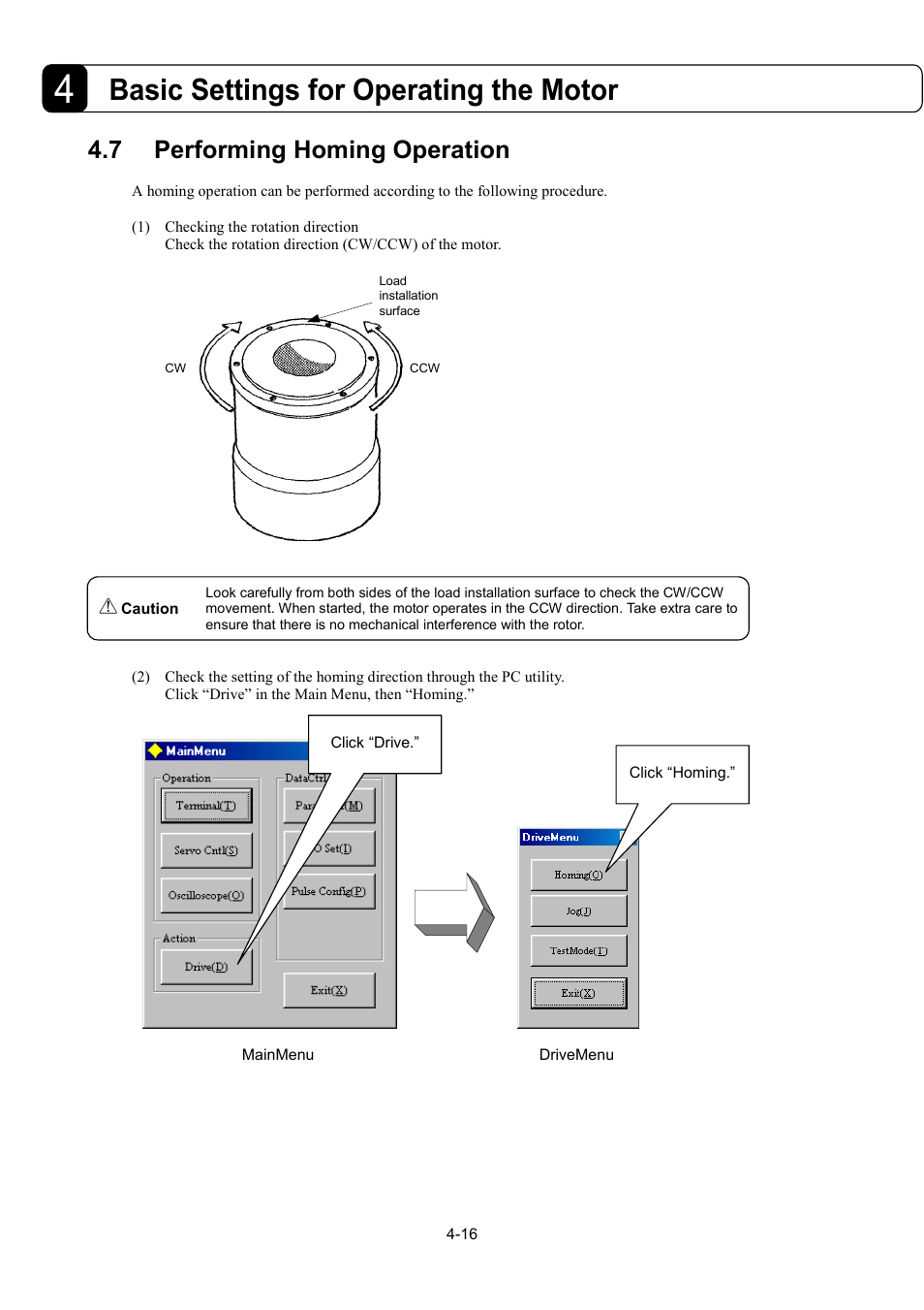7performing homing operation, Basic settings for operating the motor, 7 performing homing operation | Parker Hannifin Dynaserv G2 User Manual | Page 51 / 189