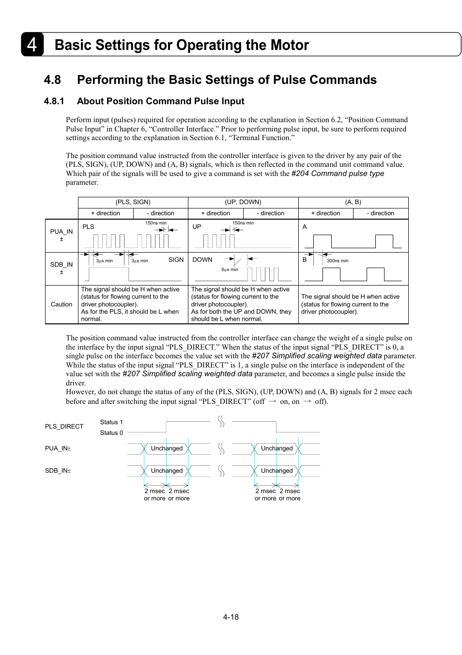 8performing the basic settings of pulse commands, About position command pulse input, Basic settings for operating the motor | 8 performing the basic settings of pulse commands, 1 about position command pulse input | Parker Hannifin Dynaserv G2 User Manual | Page 53 / 189
