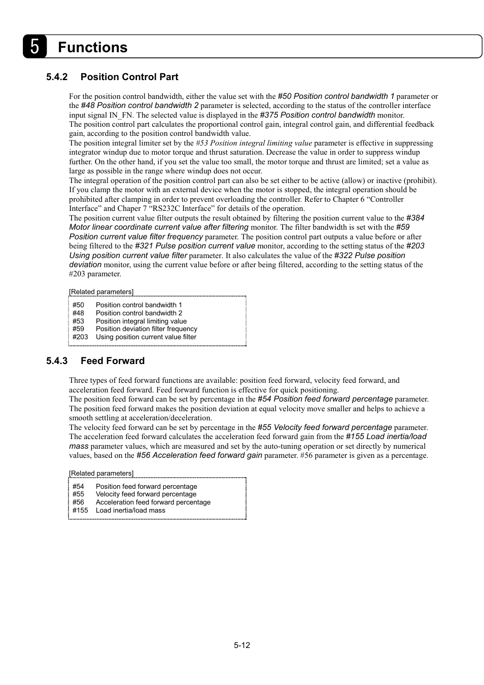 Functions, 2 position control part, 3 feed forward | Parker Hannifin Dynaserv G2 User Manual | Page 66 / 189