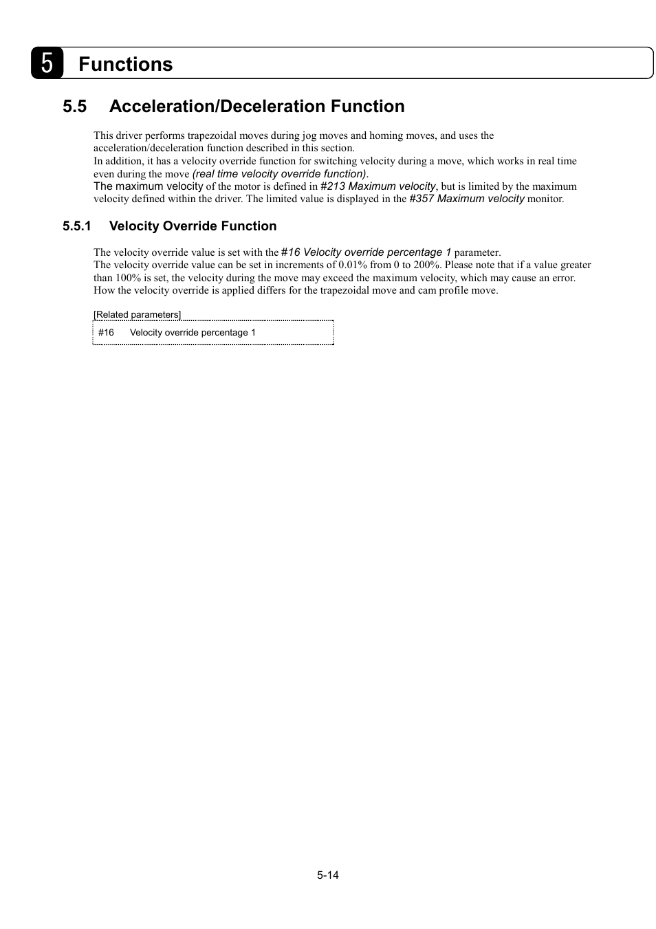 Functions, 5 acceleration/deceleration function | Parker Hannifin Dynaserv G2 User Manual | Page 68 / 189