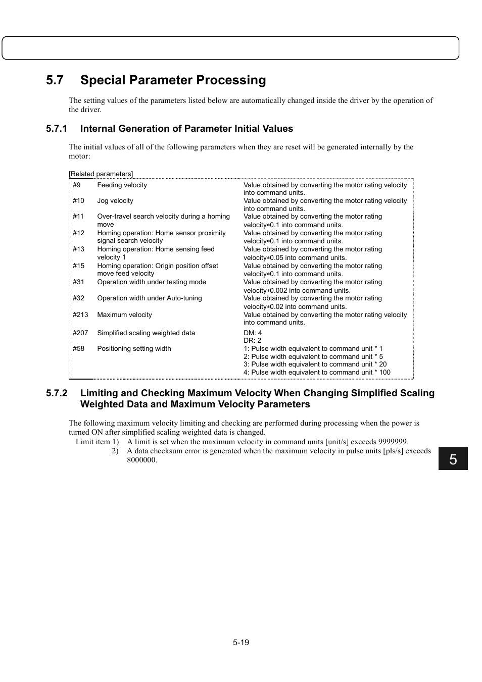 7 special parameter processing, 1 internal generation of parameter initial values | Parker Hannifin Dynaserv G2 User Manual | Page 73 / 189