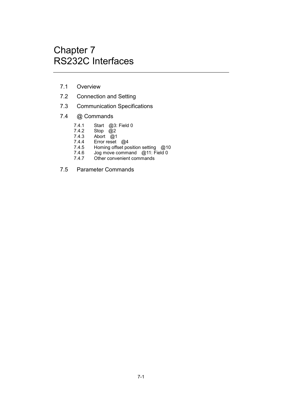 Chapter 7 rs232c interfaces | Parker Hannifin Dynaserv G2 User Manual | Page 85 / 189