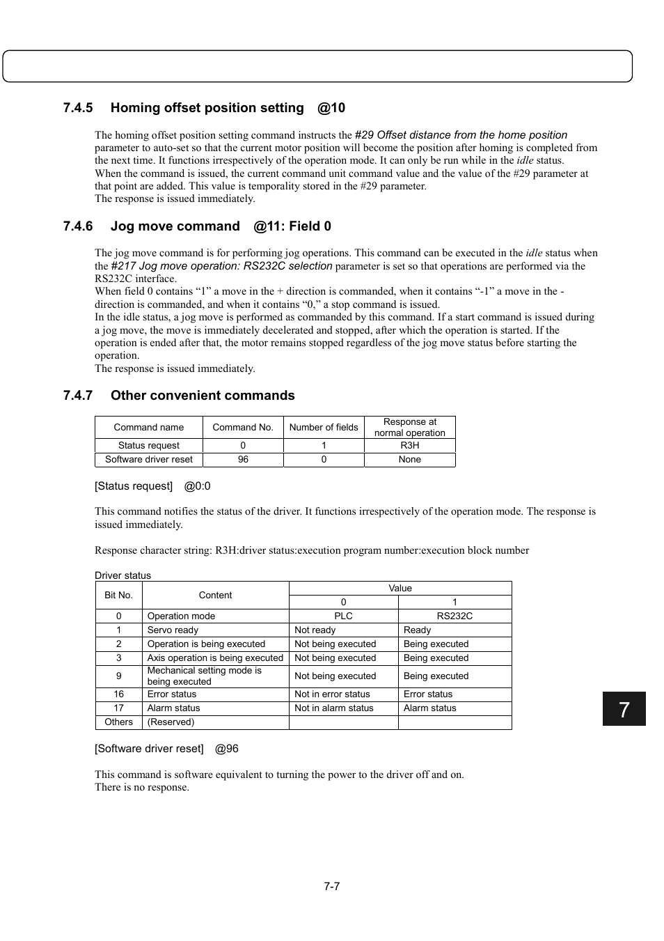 5 homing offset position setting @10, 6 jog move command @11: field 0, 7 other convenient commands | Parker Hannifin Dynaserv G2 User Manual | Page 91 / 189
