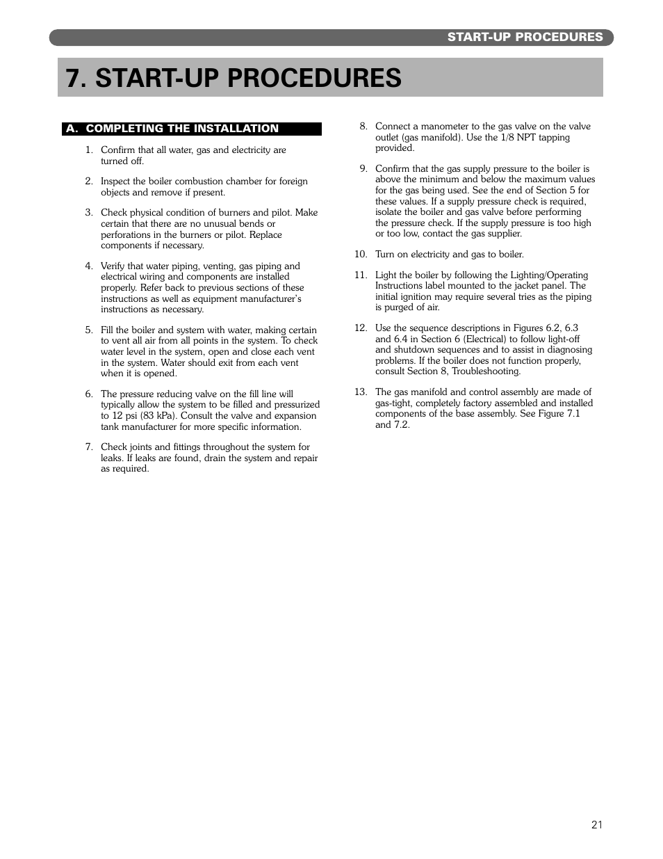 Start-up procedures | PB Heat MIH User Manual | Page 23 / 43