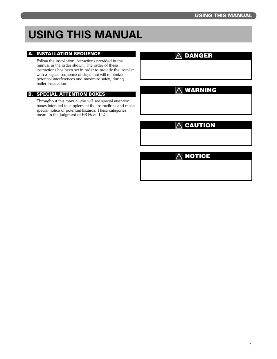 Using this manual | PB Heat MIH User Manual | Page 3 / 43