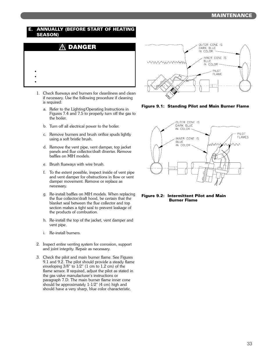 Danger, Maintenance | PB Heat MIH User Manual | Page 35 / 43