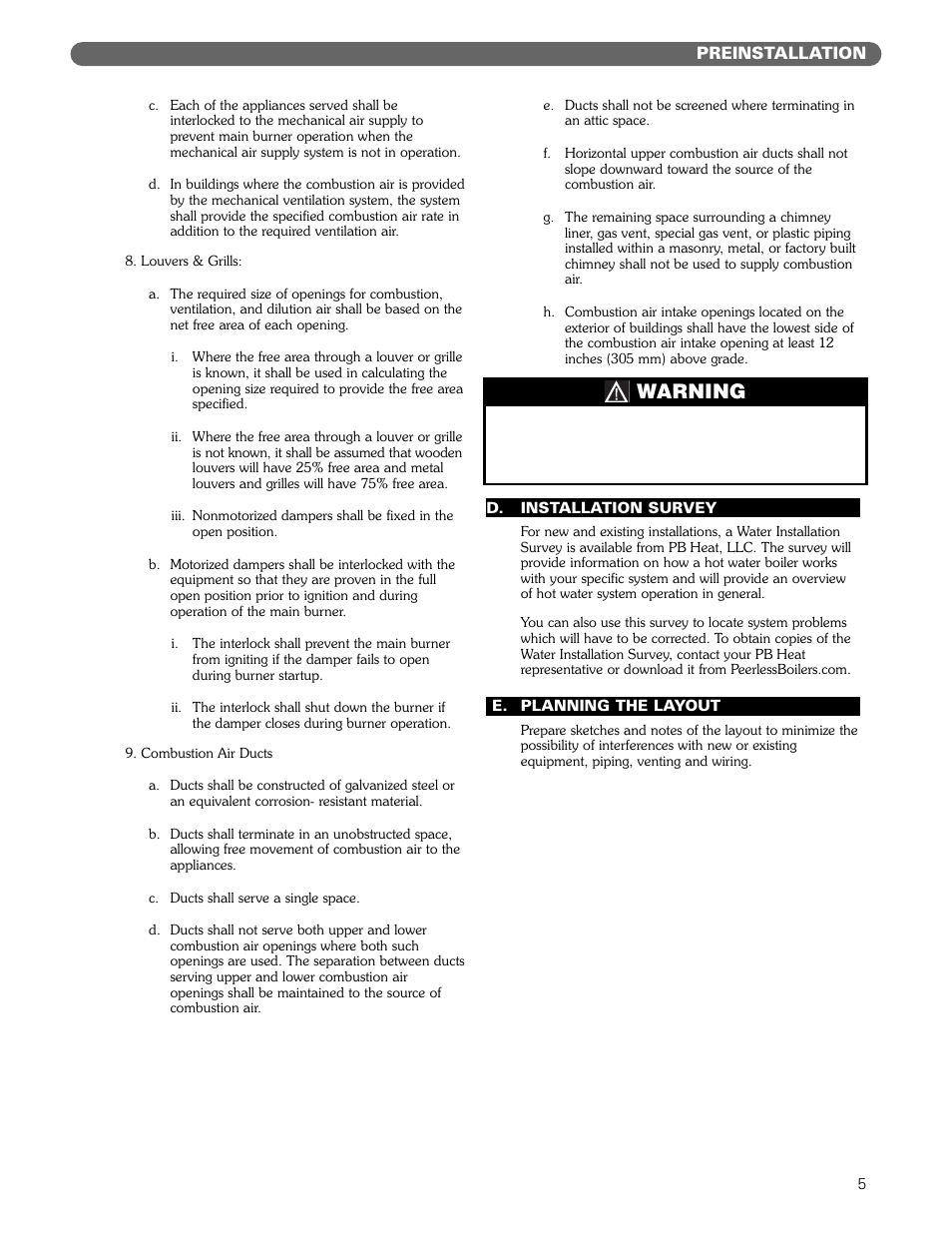 Warning | PB Heat MIH User Manual | Page 7 / 43