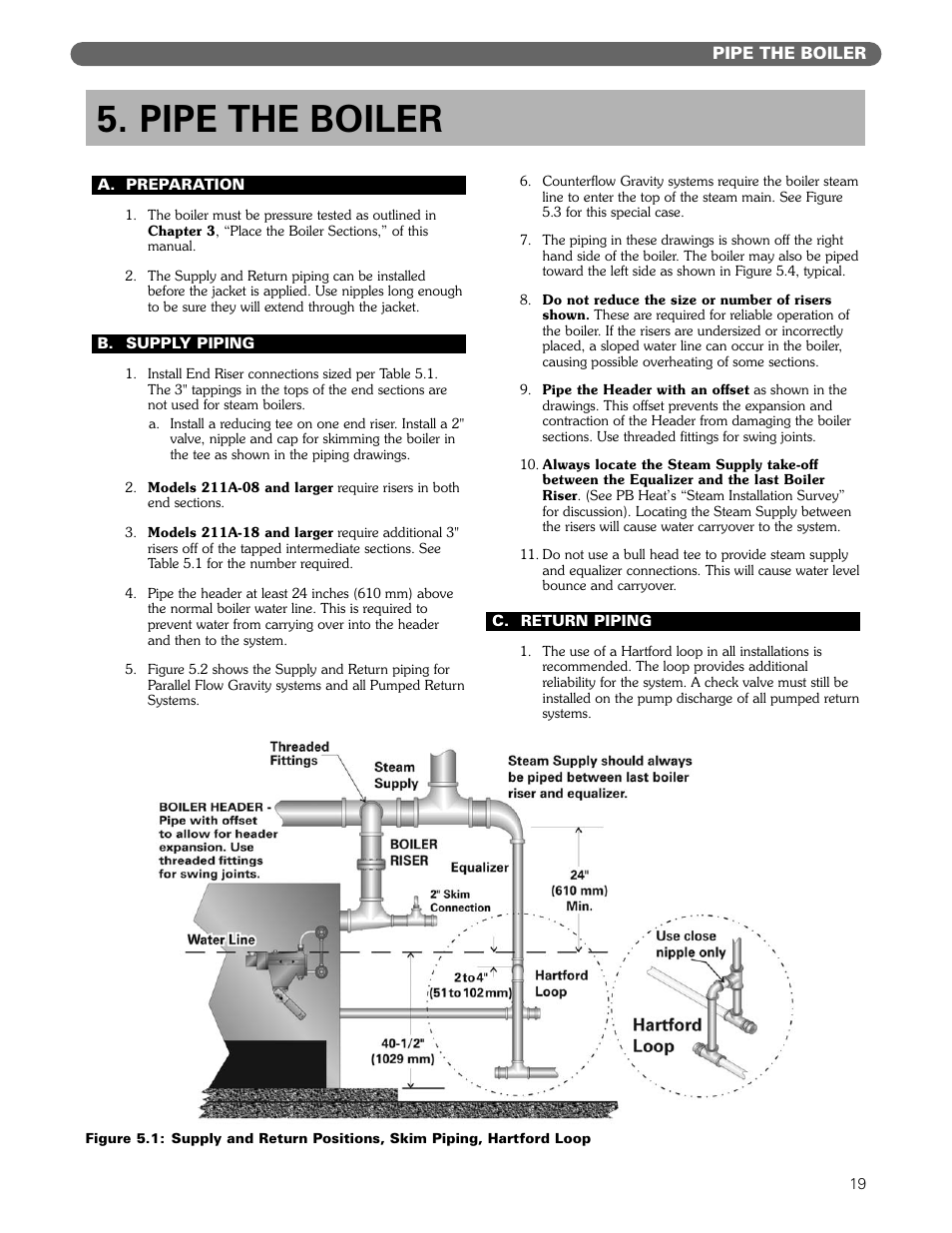 Pipe the boiler | PB Heat 211A User Manual | Page 21 / 59