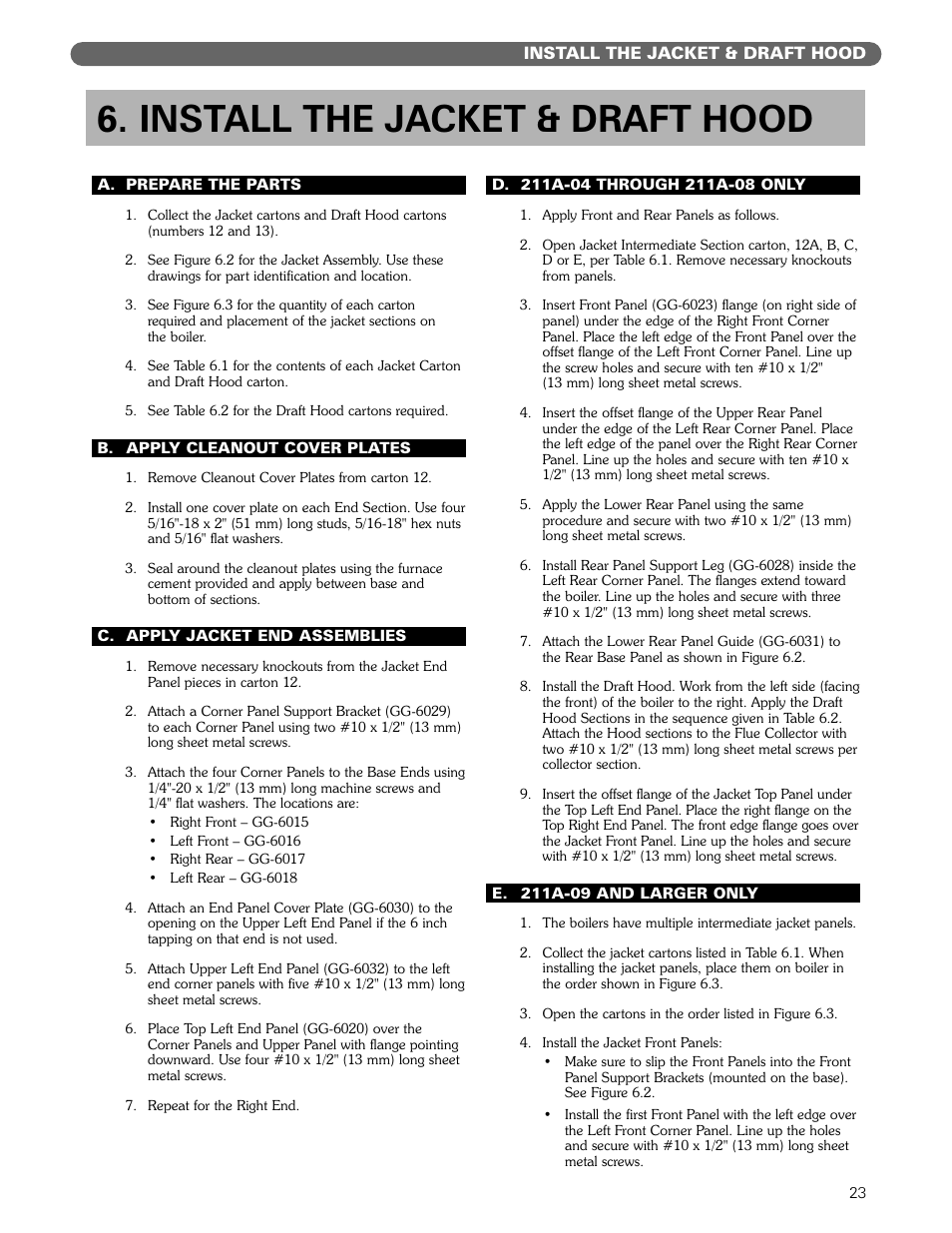 Install the jacket & draft hood | PB Heat 211A User Manual | Page 25 / 59