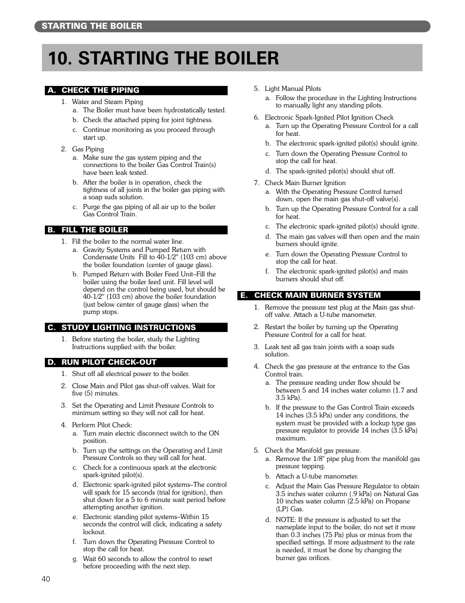 Starting the boiler | PB Heat 211A User Manual | Page 42 / 59