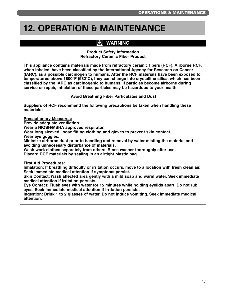 Operation & maintenance | PB Heat 211A User Manual | Page 45 / 59
