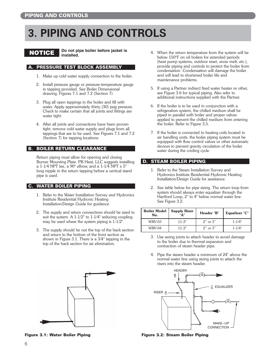 Piping and controls, Notice | PB Heat WV Series User Manual | Page 8 / 26