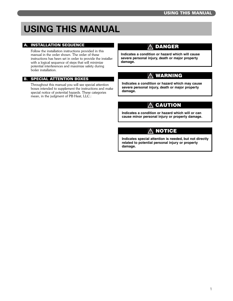 Using this manual | PB Heat MI/MIH series User Manual | Page 3 / 43