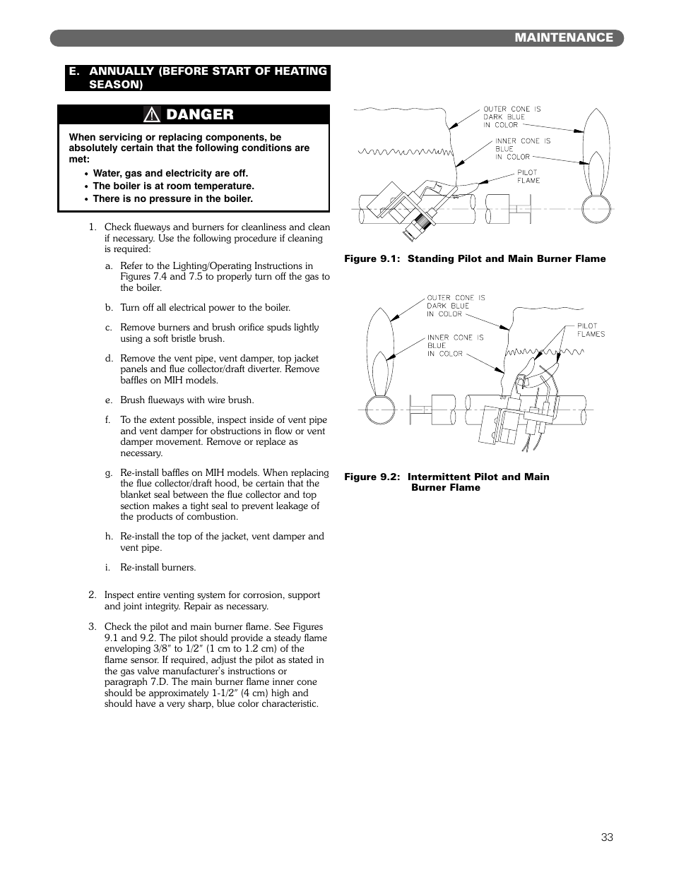 Danger, Maintenance | PB Heat MI/MIH series User Manual | Page 35 / 43