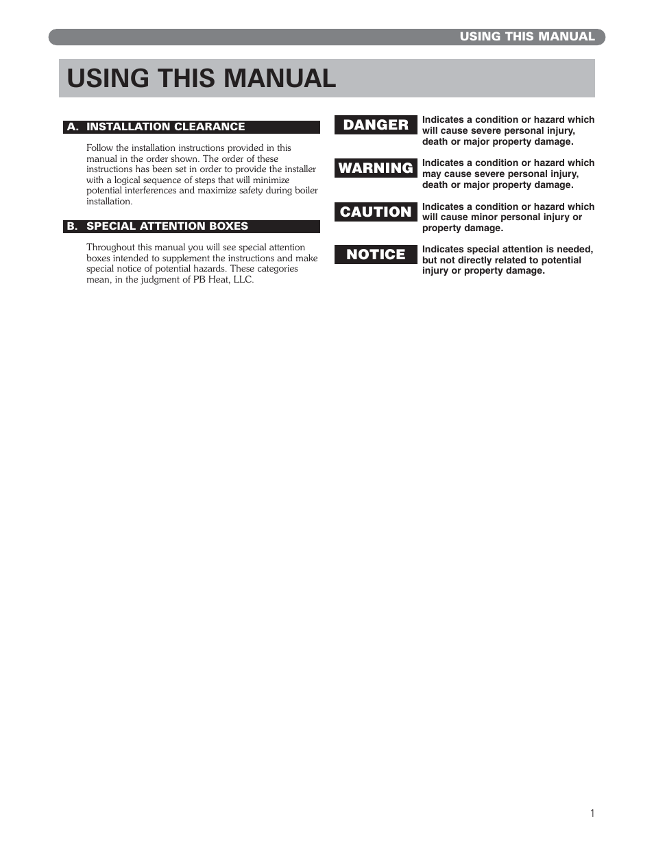 Using this manual | PB Heat EC Series User Manual | Page 3 / 27