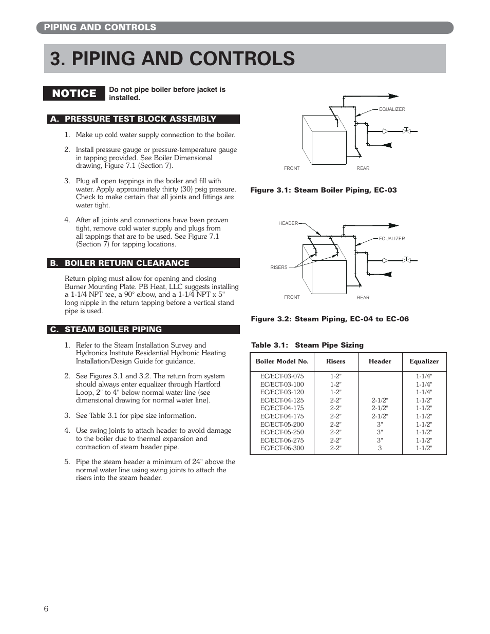 Piping and controls, Notice | PB Heat EC Series User Manual | Page 8 / 27