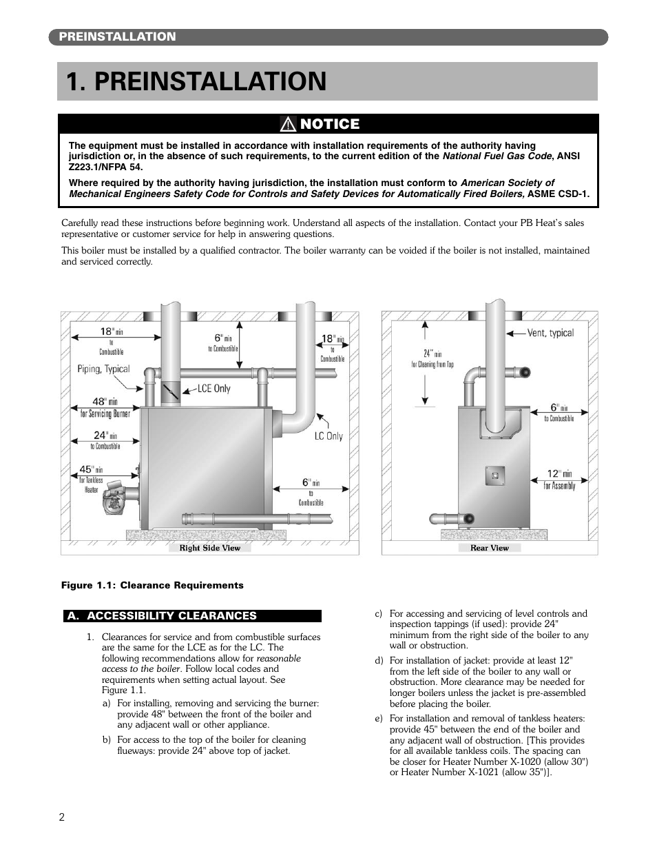 Preinstallation, Notice | PB Heat Gas/Oil Boilers User Manual | Page 4 / 55