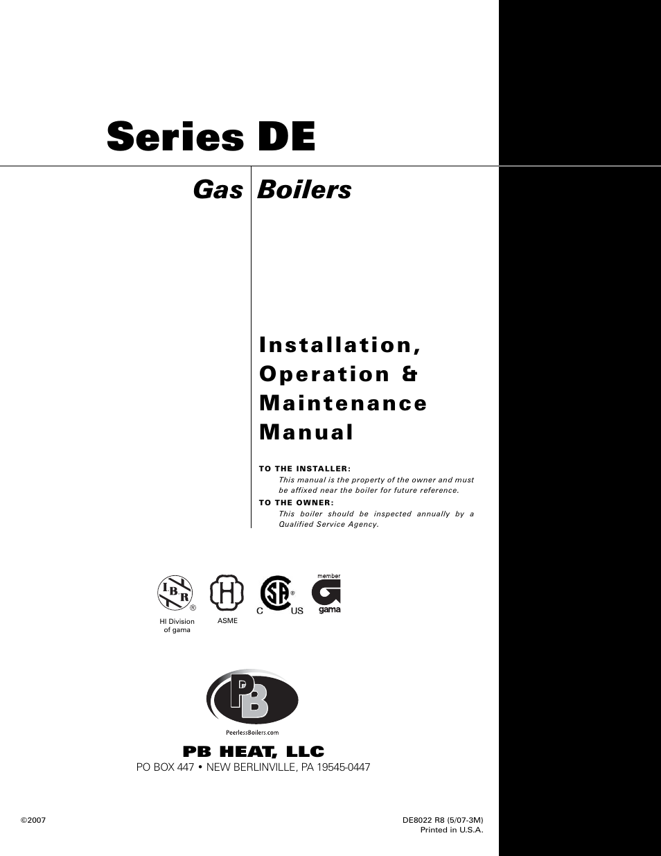 Series, Boilers | PB Heat DE User Manual | Page 43 / 43