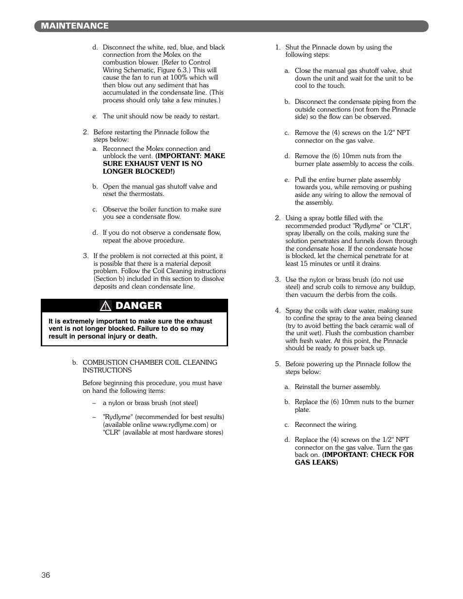 Danger | PB Heat Gas Boiler User Manual | Page 38 / 47