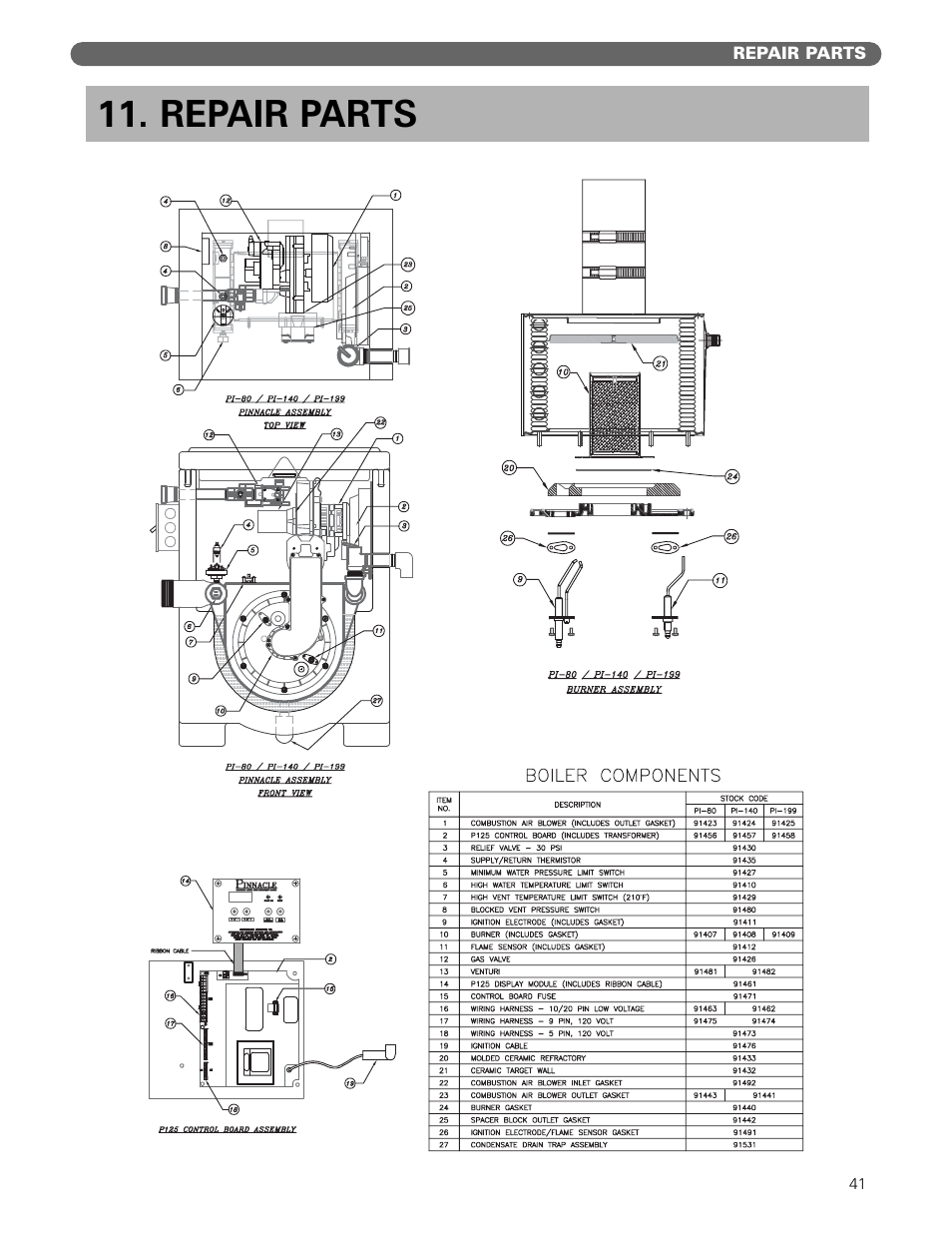 Repair parts | PB Heat Gas Boiler User Manual | Page 43 / 47