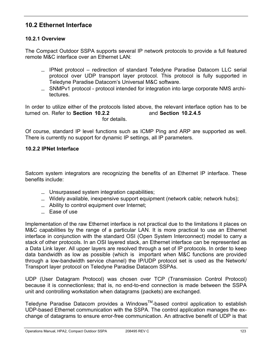 2 ethernet interface | Paradise 205486 REV F User Manual | Page 123 / 142