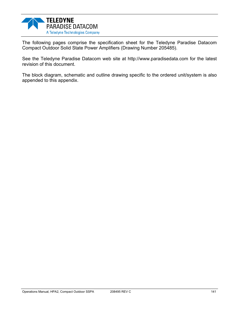 Appendix c: documentation | Paradise 205486 REV F User Manual | Page 141 / 142