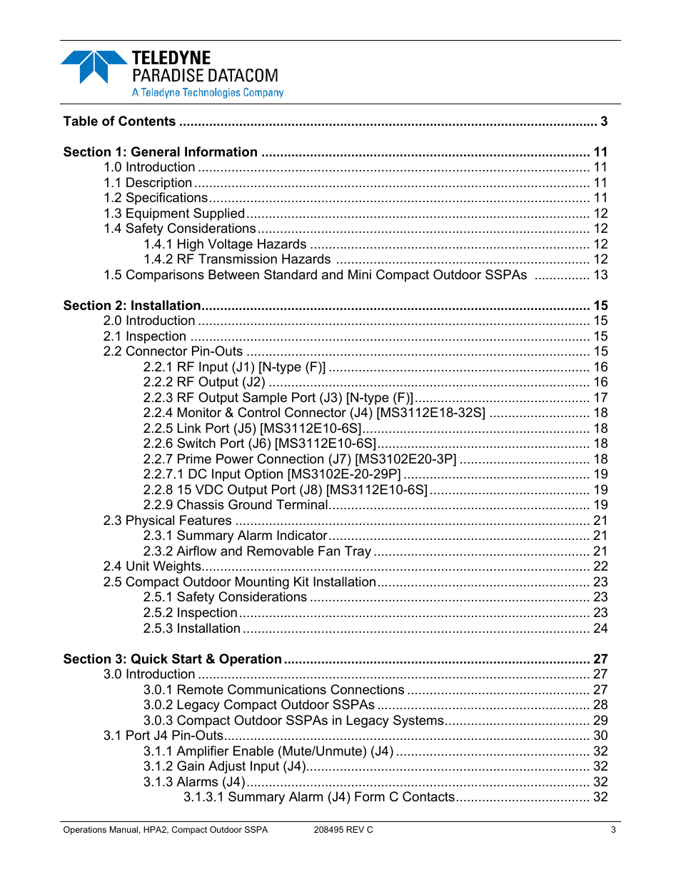 Paradise 205486 REV F User Manual | Page 3 / 142