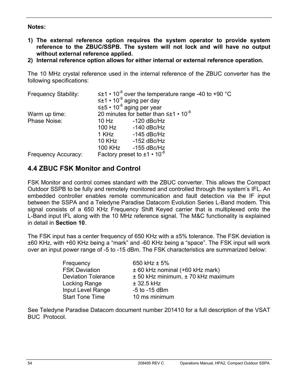 4 zbuc fsk monitor and control | Paradise 205486 REV F User Manual | Page 54 / 142