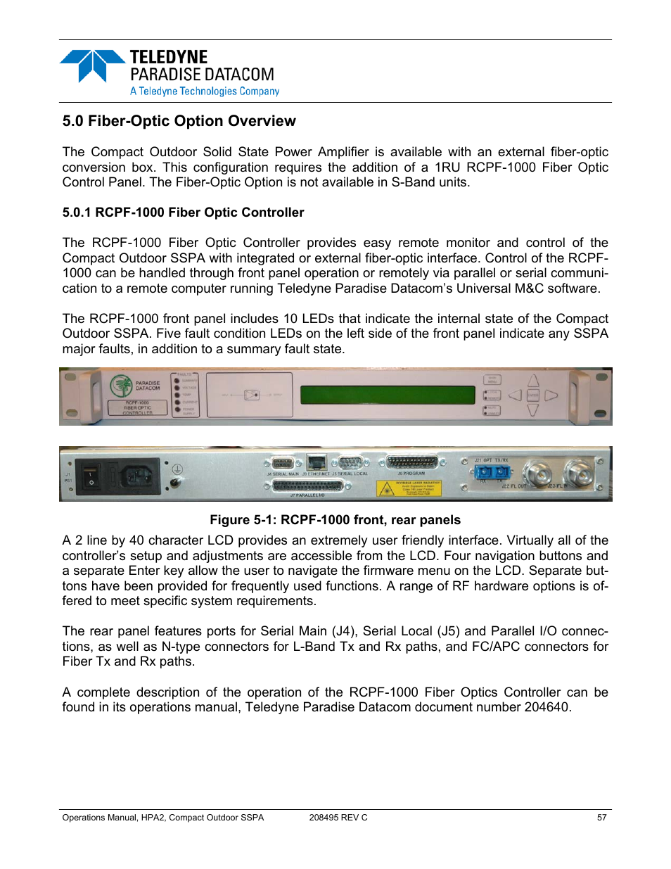 0 fiber-optic option overview | Paradise 205486 REV F User Manual | Page 57 / 142