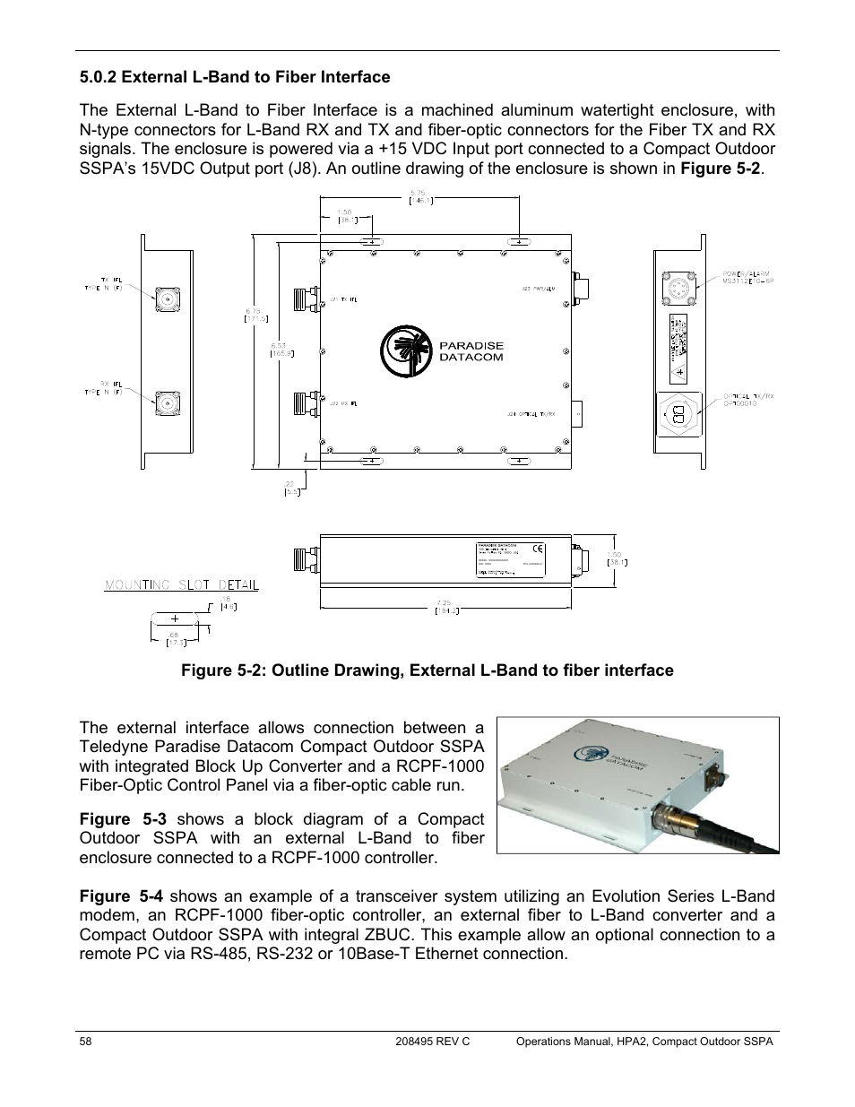 2 external l-band to fiber interface | Paradise 205486 REV F User Manual | Page 58 / 142