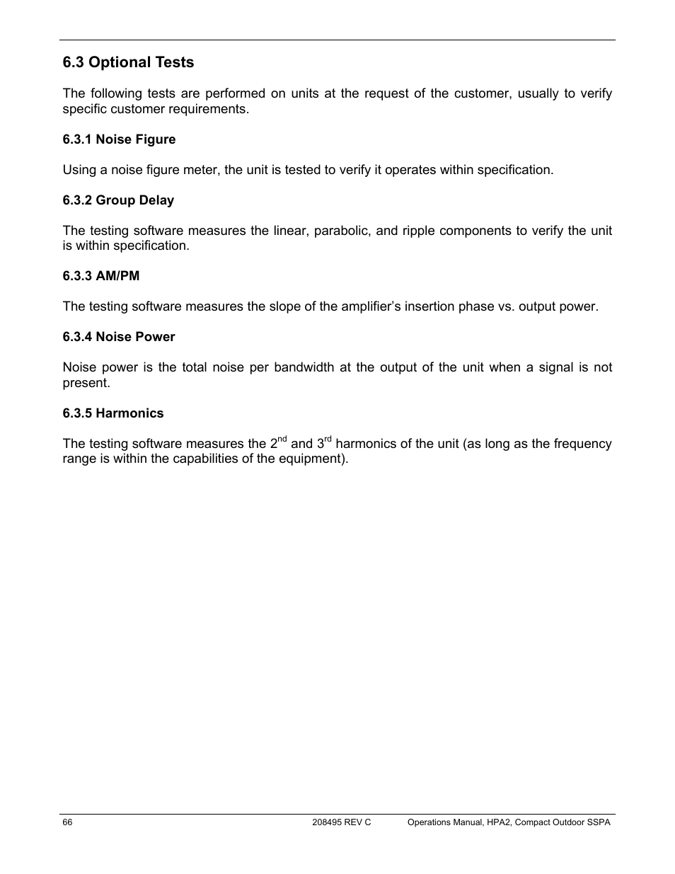 3 optional tests | Paradise 205486 REV F User Manual | Page 66 / 142