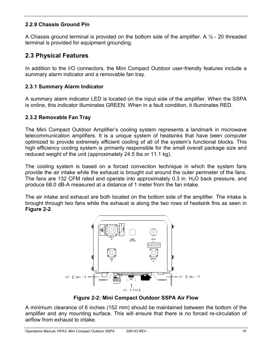 3 physical features, Figure 2-2: mini compact outdoor sspa air flow | Paradise RA 5785 User Manual | Page 19 / 82