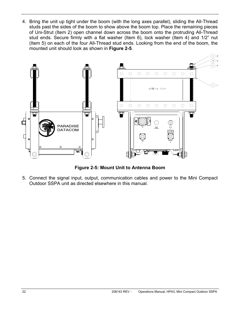 Figure 2-5: mount unit to antenna boom | Paradise RA 5785 User Manual | Page 22 / 82