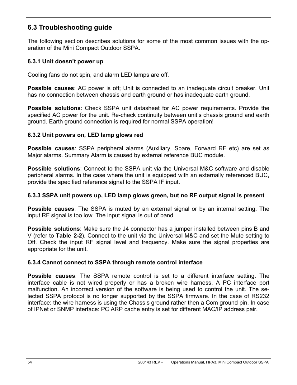 3 troubleshooting guide | Paradise RA 5785 User Manual | Page 54 / 82