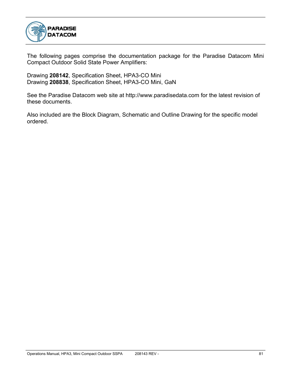 Appendix a: documentation | Paradise RA 5785 User Manual | Page 81 / 82