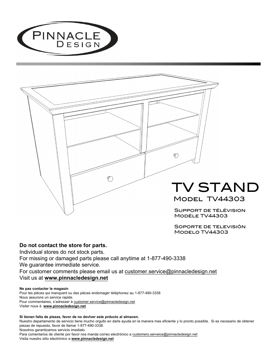 Pinnacle Design TV44303 User Manual | 12 pages