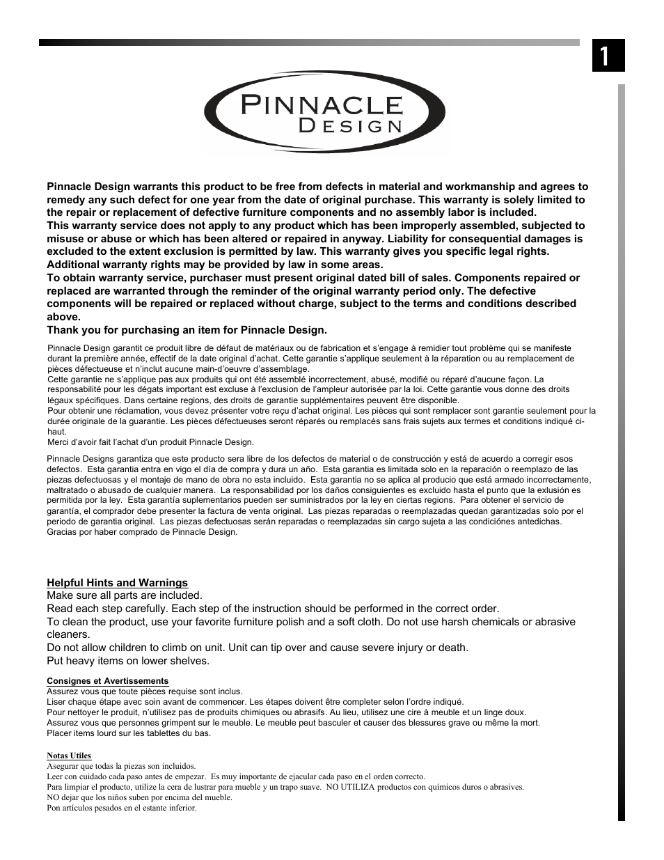 Pinnacle Design TR4676FL User Manual | Page 2 / 11