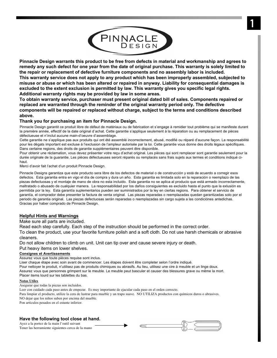Pinnacle Design TV48103 User Manual | Page 2 / 14