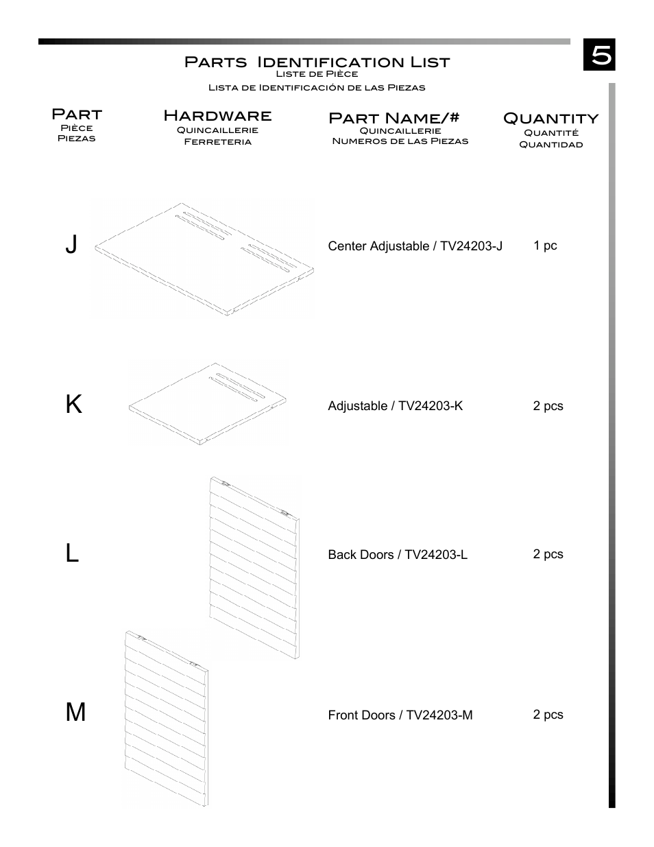 5j k m | Pinnacle Design TV24203 User Manual | Page 6 / 17