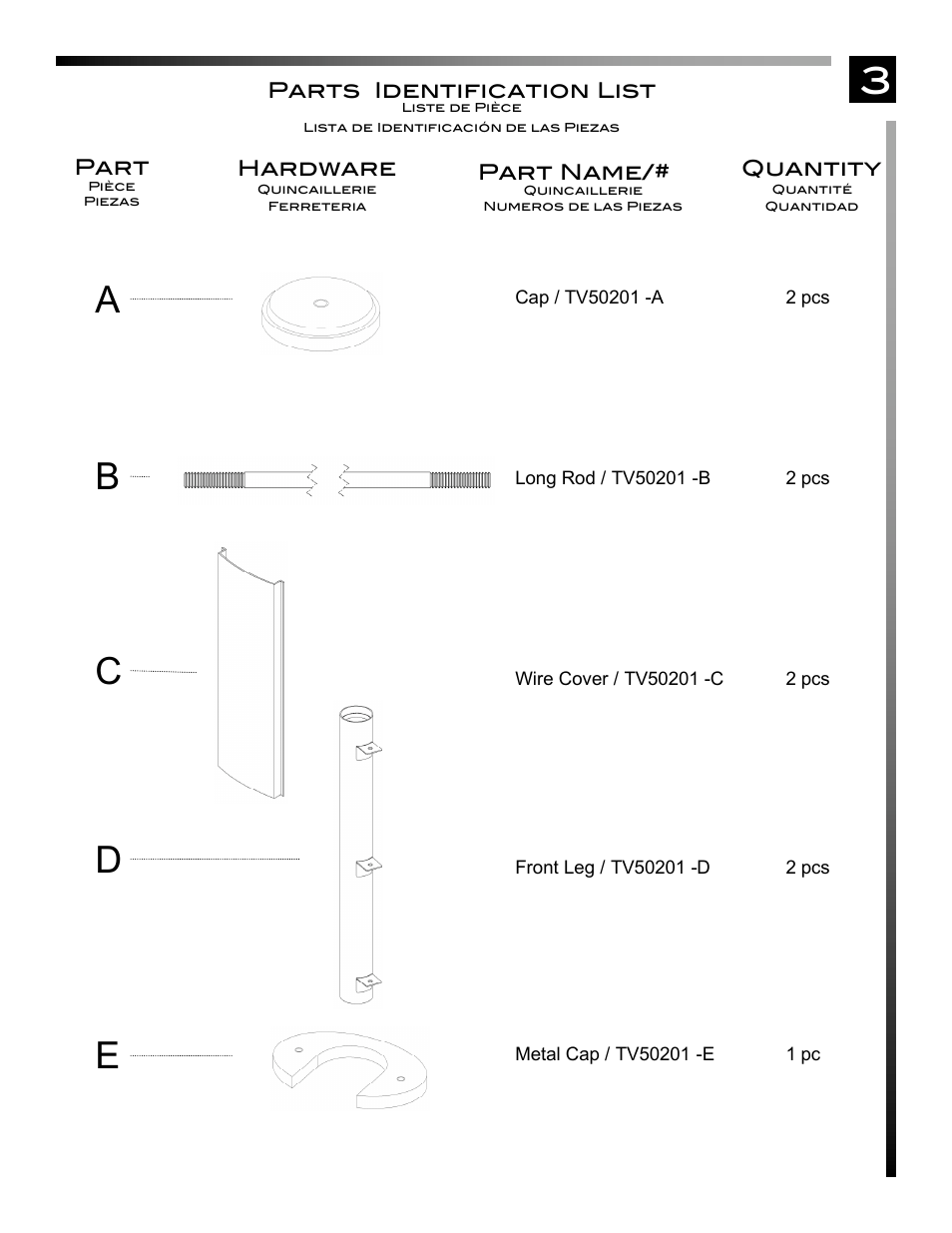 Bc d e | Pinnacle Design TV50201 User Manual | Page 4 / 10