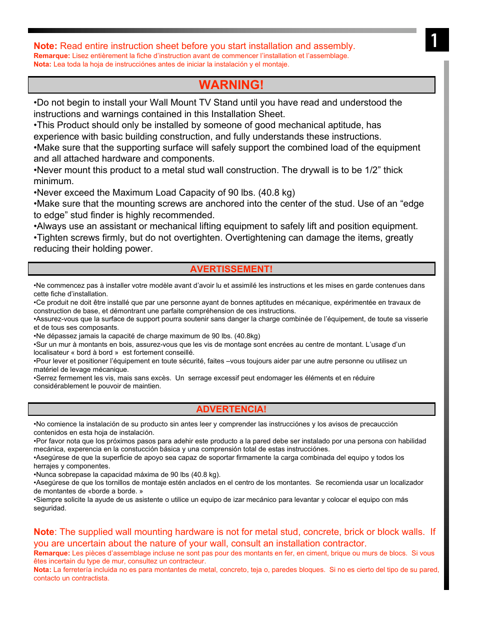 Warning | Pinnacle Design TR4676WA User Manual | Page 2 / 8