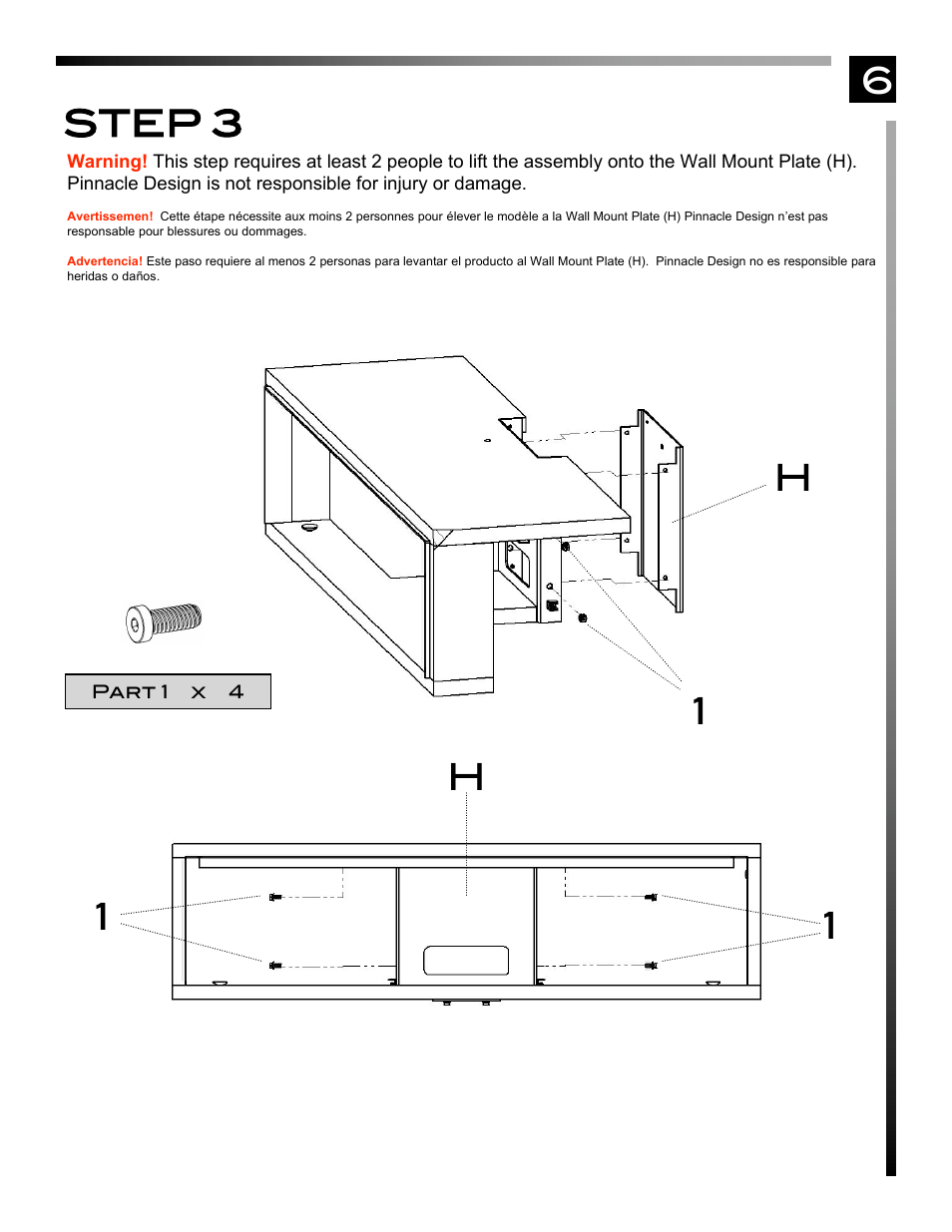 6step 3, H1 1 1 h | Pinnacle Design TR4676WA User Manual | Page 7 / 8