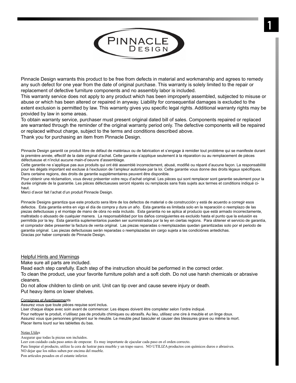 Pinnacle Design TV29501 User Manual | Page 2 / 17