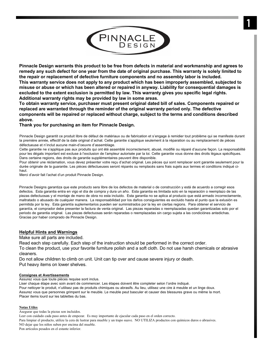 Pinnacle Design TV46101 User Manual | Page 2 / 9