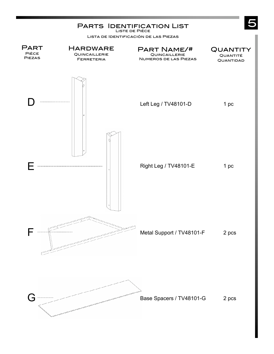 5d e f g | Pinnacle Design TV48101 User Manual | Page 6 / 14
